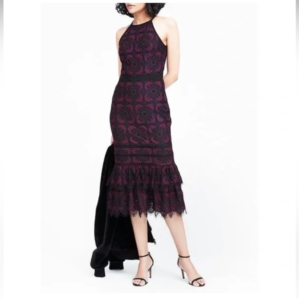 Banana Republic Lace Halter Tiered Dress